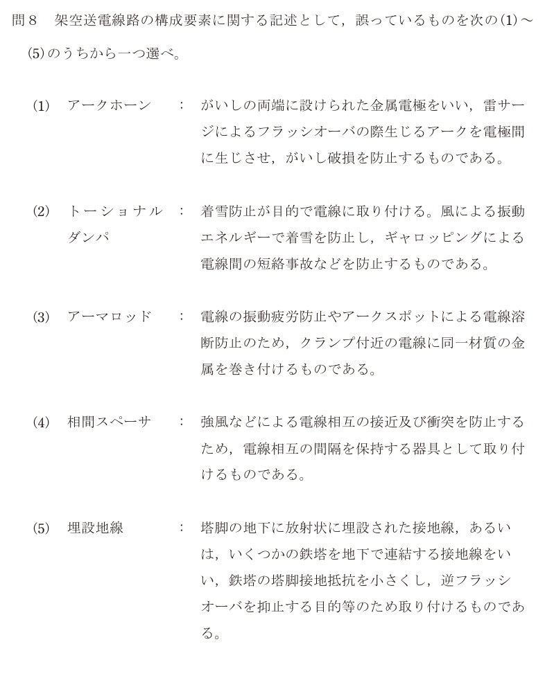 令和4年度 下期 電力 問8 の問題文