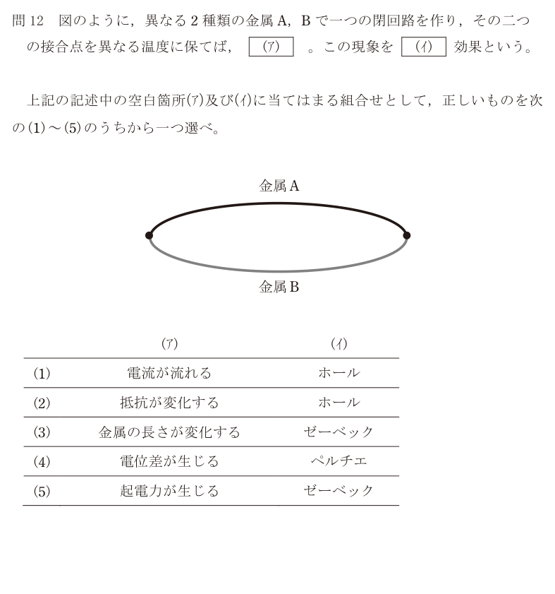 令和5年度 上期 理論 問12 の問題文