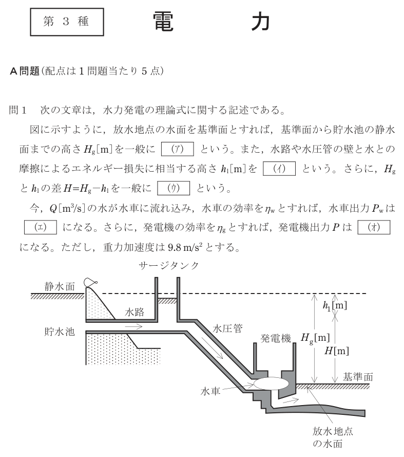 令和5年度 下期 電力 問1 の問題文