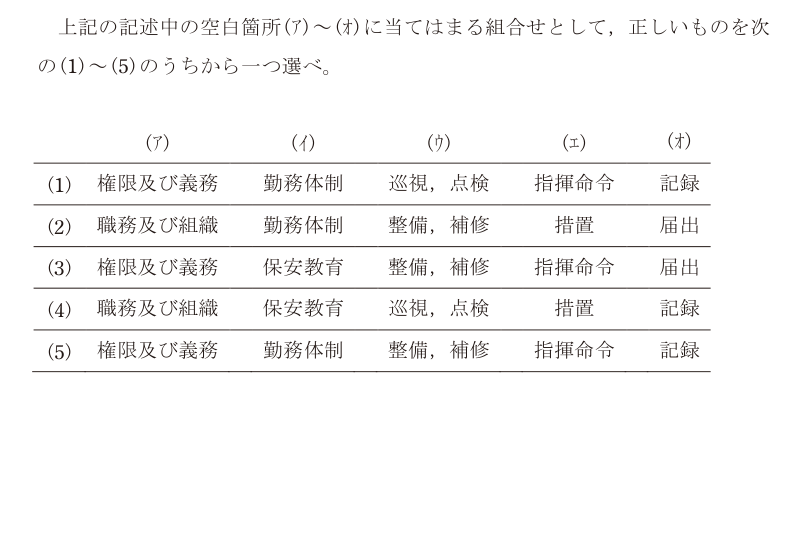 令和5年度 下期 法規 問1 の問題文