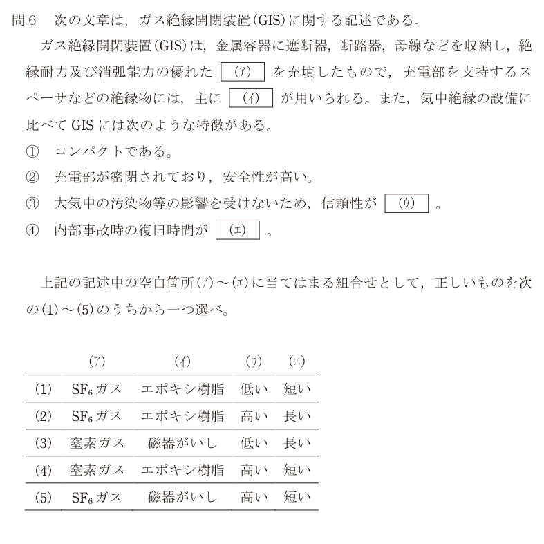 令和6年度 上期 電力 問6 の問題文